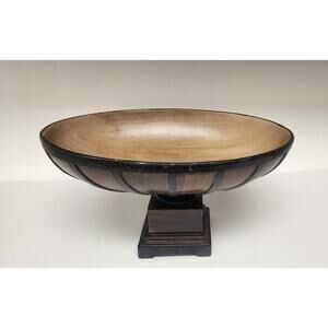 1950-Style Textured Wooden 14” Centrepiece Bowl Handcrafted